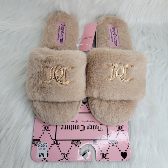 Juicy Couture Faux Fur Slides Slippers. - Picture 3 of 5